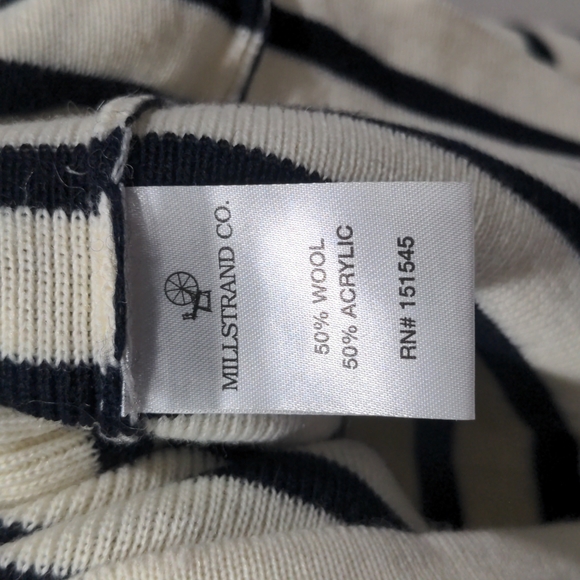MILLSTRAND Co . Women's Adrie Pullover Sweater in Navy Cream Stripes Size XL - Picture 6 of 9